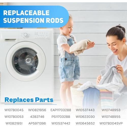 NTW4516FW3 NTW4516FW2 WTW4816FW2 W10780045 Washer Suspension Rod Kit for Amana Whirlpool Kenmore - Fits WTW4800BQ1 NTW4605EW0 WTW4616FW0 | Reduces Washer Vibration
