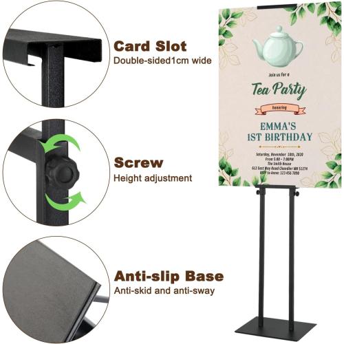 Black Pedestal Poster Sign Stand for Display, Adjustable Height Up to 80 Inchs, Heavy Duty Banner Double Sided Sign Holder for Board & Foam
