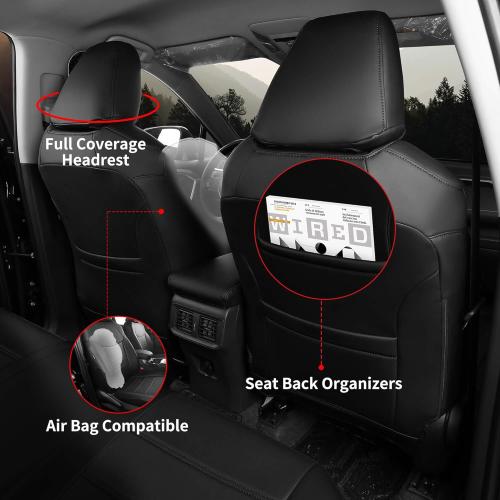 FREESOO for Toyota RAV4 Seat Covers - Custom Fit Car Seat Covers Full Set for Toyota RAV4 2025 2024-2019 LE XLE Limited XLE Premium - Luxury Waterproof Leather SUV Seat Covers - Black