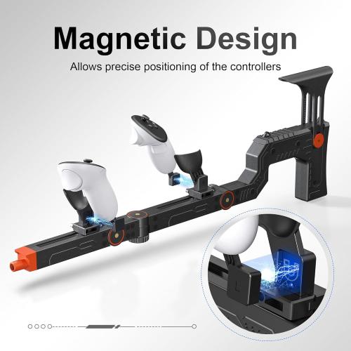 Upgraded VR Gun Stock Compatible with Meta Quest 3/ Quest 3S, Adjustment Gunstock Magnetic Accessories for Oculus Quest 3/3S, Controller Grips with Shoulder Straps for Enhance Control Feel, Realistic FPS Gaming Experience