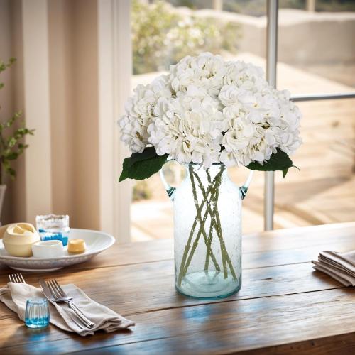 Kimura's Cabin 6pcs White Hydrangea Artificial Flowers Silk Fake Hydrangeas