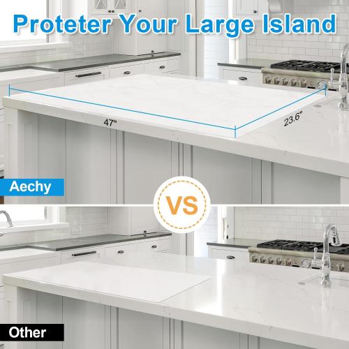 AECHY Silicone Mats for Kitchen Counter 47x23.6x0.08”, Largest Heat Resistant Mat Shipped Rolled Up Kitchen Island Silicone Countertop Protector Mat Nonslip Extra Large Counter Mat, Translucent
