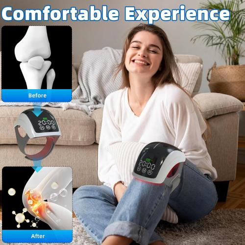 LaseLocks Knee Massager, Heat and Vibration Knee Pain Relief for Relax Tight Muscles and Helps Minor Joint Stiffness and Discomfort (Beige)