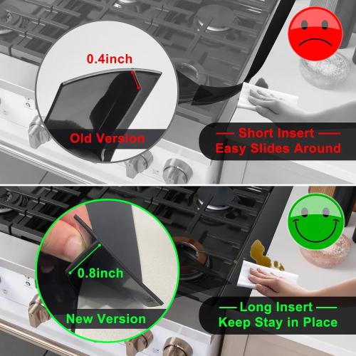 KindGa Silicone Stove Counter Gap Cover - 25 Inch Gap Filler 2 Pack Black