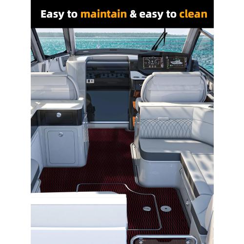 Boat Flooring EVA Foam Boat Decking Marine Mat Non-Slip Self-Adhesive Flooring Sheet for Motorboat Jon Boats Bass Boat Kayak RV Floor, 94.5''x 47.2'', Black with Red Lines