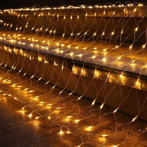 Joomer Christmas Net Lights - 12FT x 5FT 360 LED Plug-in Mesh Lights, Waterproof with 8 Modes, Timer, Connectable for Bushes, Trees, Garden, Outdoor Christmas Decor (Clear Wire, Warm White)