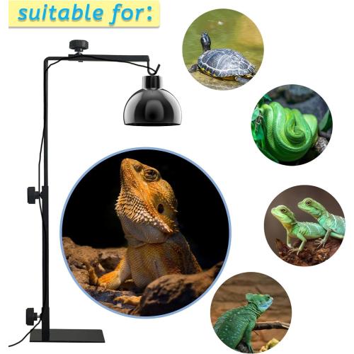 Reptile Lamp Stand, Adjustable Heat Lamp Bracket, Floor Light Holder Metal Lamp Hanging Bracket for Reptile Terrarium Heating Light Amphibian (Small)