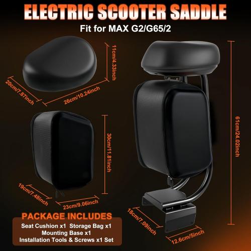 Electric Scooter Seat Compatible with Segway Ninebot MAX G2 G65 MAX2 Seat Attachment for Adult with 10L Large Storage Bag, Cup Holder, PU Cushion