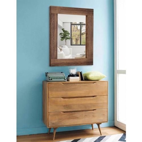 Wood Mirror Rectangular Framed Rustic Vintage Mirrors Decor Farmhouse Bedroom Bathroom Mirror for Dressing Table Entrance Large 20x16 Brown