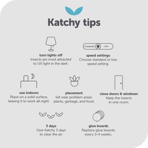 Katchy Flying Insect Trap Indoor – Catcher & Killer for Mosquito, Fruit Fly, Gnat & Small Moth – Non-Zapper with Suction & Blue Light – Ideal for Indoor Spaces, Kitchen & Plants (Original, Black)