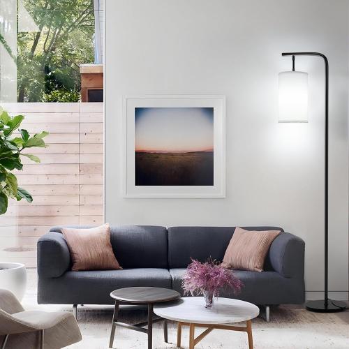 Floor Lamp for Living Room, 9W LED Bulb, Remote Custom Color Temperature & Brightness, Tall Standing Lamps for Bedroom Office Kid Room, Black