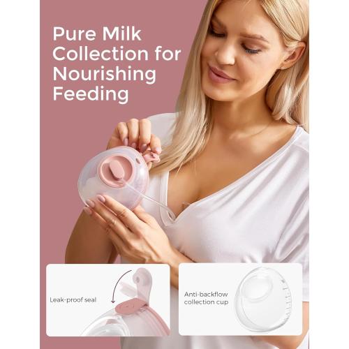 Size 17/19/21/24mm Momcozy Breast Pump V2 Pro Ultra-Lightweight, Hands-Free & Portable Wearable Pump with Upgraded Integrated DoubleFit Flange, Quiet & Leak-Proof Electric Pump, 3 Modes|9 Levels, 17/19/21/24mm