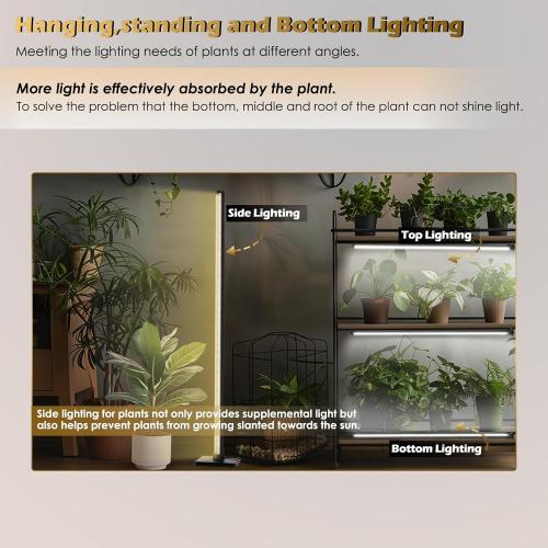 Grow Light with Auto-Timer, Hanging and Standing Grow Lights for Indoor Plants,3 Light Modes, Detachable Full Spectrum Plant Lights for Wide Area Coverage in Indoor Plants (60 in)