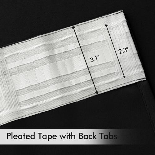 MIULEE 2 Panels Back Tab Blackout Curtains 96 Inch Long for Living Room Bedroom, Halloween Black Rod Pocket/Pinch Pleated Thermal Insulated Room Darkening Light Blocking Floor to Ceiling Curtain/Drape