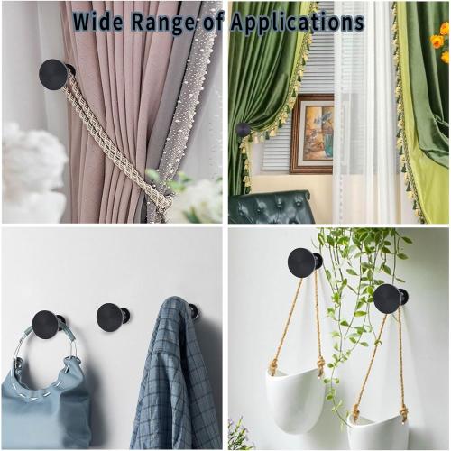 Curtain Tiebacks 2 Pack Curtain Holdbacks Zinc Alloy Curtain Tiebacks Wall Mounted with Screws, Decorative Curtain Holders for Drapes Stylish Black Curtain Tieback Hooks for Home Office
