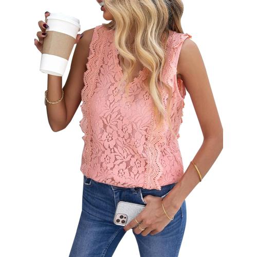 Size S Melliflo Womens Guipure Lace Crochet V Neck Tank Top 2024 New Fshion Casual Summer Tops