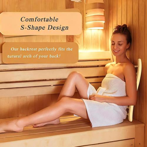Loyly Accessories Wooden Ergonomic Backrest Slip-Resistant Comfortable S-Shaped Design Sauna Chair with Backrest, Sauna Accessories for Any Barrel or Infrared Sauna