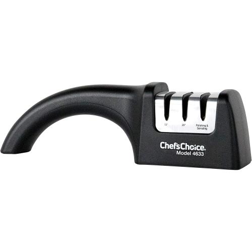 Chef'sChoice Professional Manual Knife Sharpeners AngleSelect for 15- and 20-Degree Straight-Edge and Serrated Knives with Diamond Abrasives Precise Angle Control & Compact Footprint, 2-Stage, Black