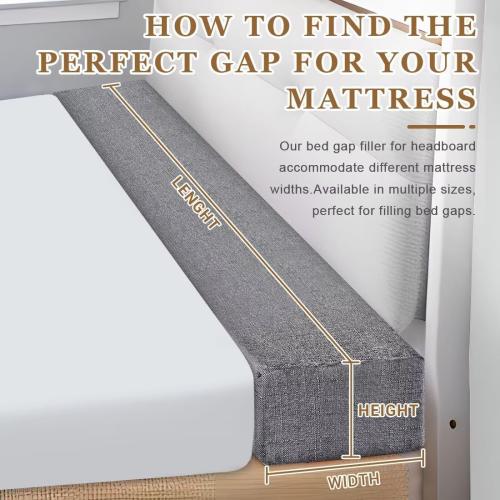 Bed Gap Filler,High-Density Bed Crack Filler with Removable Cover,Mattress Extender for Headboard Gap,Spacer Filler Between Mattress and Wall,Bed Wedge Gap Filler,Dark Gray,39x2x8,Twin/Twin XL