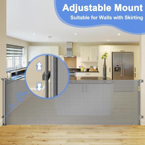 42 Inch Extra Tall Pet Gate for Stairs Prevent Kid/Pet from Jumping Over 115 Extra Long Baby Gates for Large Openings Wide Baby Gate for Doorway Retractable Tall Child Gates for Wide Openings, Gray