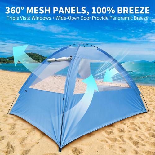 COVACURE Beach Tent Sun Shelter UPF 50  UV Protection for 3-4 Person-Blue