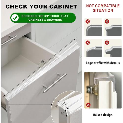 Cabinet Protectors for Kitchen Cabinets, Cabinet Door Protector Trash Drawer Protector Edge Guard, Plastic Slip on Protectors for Cabinets– 3/4 Thick, 18 Length