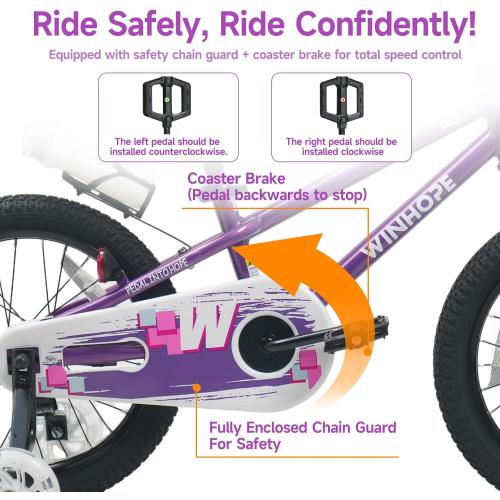 WinHope 12-18 Inch Kids Bike with Light up Training Wheels for Boys Girls