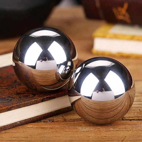 Stainless Steel Baoding Balls Set,1.57 Inches Chinese Health Balls, Metal Stress Relief Hand Massage Balls No Chime for Hand Exercise, Hands Therapy