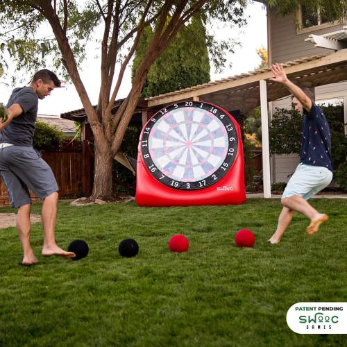 Swooc Games - Inflatable Giant Kick Darts (15  Ways to Play) - Jumbo Soccer Dartboard w/Air Pump - Big Carnival Games - Giant Outdoor Games - Oversized Dart Board Yard & Lawn Game for Kids & Adults