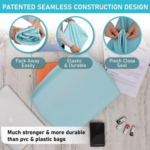 Large Silicone Waterproof and Heat Resistant Bag- Airtight Zip Closed Seal Pouch, Fireproof & Water Proof Safe Storage Holder for Cash, Passport, Laptop, Folder, Important Legal Documents & Valuables