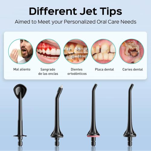 COSLUS C30 Water Dental Flosser Pick for Teeth: 4 Modes Cordless Portable 300ML Larger Tank Water Teeth Cleaner IPX7 Waterproof Flossing Cleaning Picks for Home Travel Black