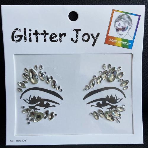 Festival Face Jewels Tattoo - Face Gems Stickers, Temporary Body Gem Sticker Tattoos for Festival, 6-Pack, Clear