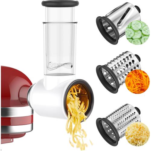 Cofun Slicer Shredder Attachment for Kitchenaid Stand Mixer, Cheese Grater Attachment, Food Slicer Salad Maker for Kitchen aid Mixer Accessories and Attachments with 3 Blades