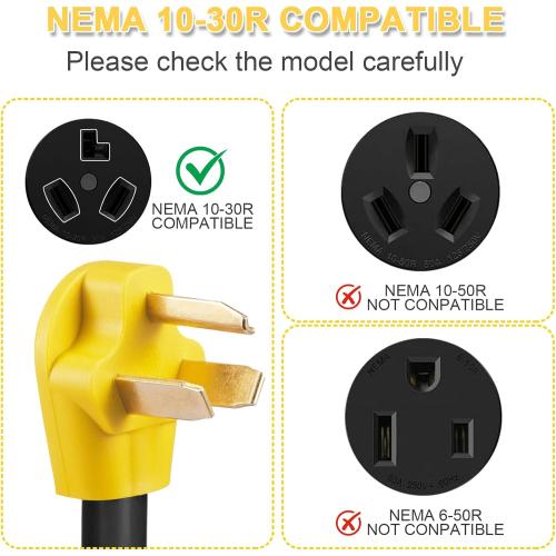 EV Charger Adapter Cord Compatible with NEMA 10-30P to 14-50R, 30 Amp 3 Prong Dryer to 50 Amp 4 Prong EV for Tesla or EV Level 2 Charging, EV Adapter Cord with Handle, ETL Listed