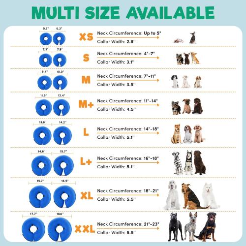 BENCMATE Inflatable Dog Cone Collar Alternative, Soft Dog Cone for Small Medium Large Dogs and Cats, Neck Recovery ECollar Donut Collar After Surgery (Large, Blue)