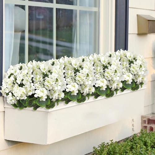 3 Pack Artificial Geraniums Flowers for Outdoor 18'' Realistic Silk Flowers