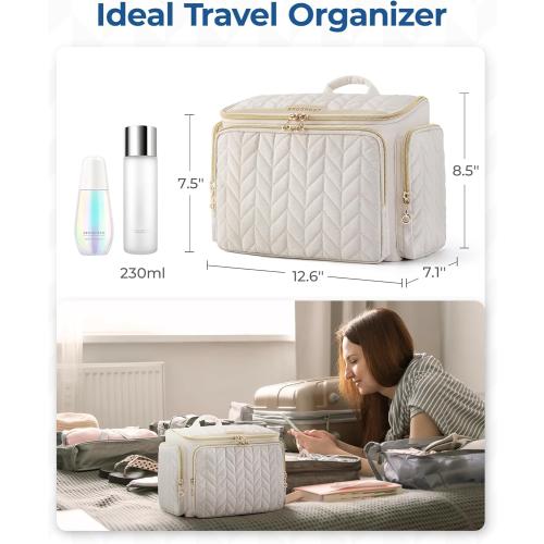 BAGSMART Travel Toiletry Bag, Large Wide-open Travel Bag for Toiletries, Makeup Cosmetic Travel Bag with Handle-Black