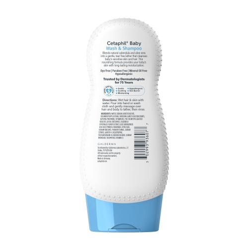 Cetaphil Baby Shampoo and Body Wash with Organic Calendula, Tear Free, Hypoallergenic, Ideal for Everyday Use, Dermatologist Tested, 7.8oz  ( set of 3 )