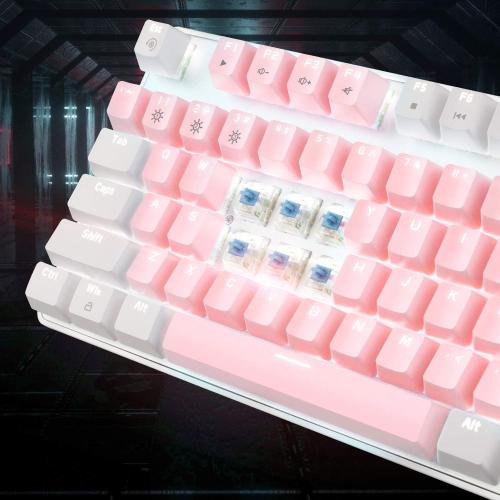 Color White and Blue MageGee Mechanical Gaming Keyboard, New Upgraded Blue Switch 104 Keys White Backlit Keyboards, USB Wired Mechanical Computer Keyboard for Laptop, Desktop, PC Gamers