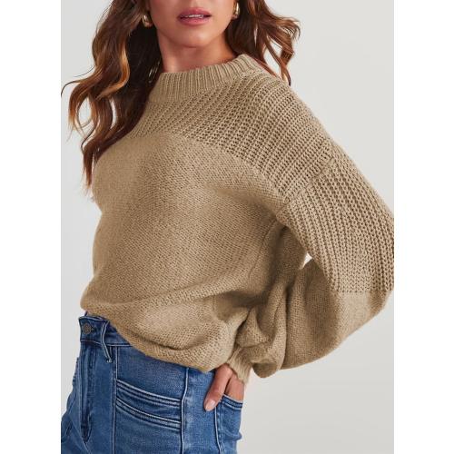 Size S Dokotoo Women's Casual Long Sleeve Sweaters Loose Crewneck Knit Solid Pullover Sweater Jumper Tops