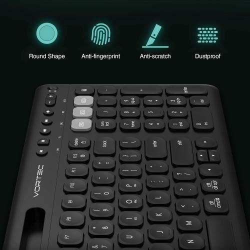 Multi Device Wireless Keyboard - Bluetooth Keyboard for Tablet - Universal Compatible with iPhone iPad Android Phone Cellphone PC Computer - Built-in Stand - Long Battery Life - Easy Setup