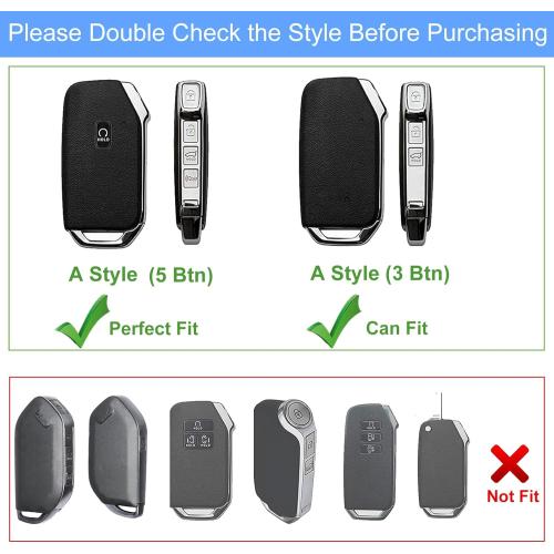 5-Button Leather Key Fob Cover, Compatible with Kia Cerato Ceed Forte NIRO Sorento Seltos Sportage Soul Telluride Keyless Entry Remote Smart Key, No Screw Design Style Key Protector(Brown)