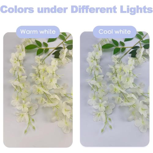 BIRDDIE 24Pcs of Artificial Wisteria Hanging Flowers, 3.75 Feet Fake Wisteria Flower Strings for Backdrop, Wedding, Ceremony,Garden and Home Wall Decoration (White)