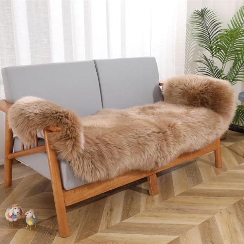 Fluffy Genuine Sheepskin Rug, Fuzzy Shaggy Fur Area Rug, Soft Fur Prayer Pup Mat Carpet, Chair Sofa Seat Cover, Bedroom, Living Room Double Pelts (Light Brown, 2x6ft)