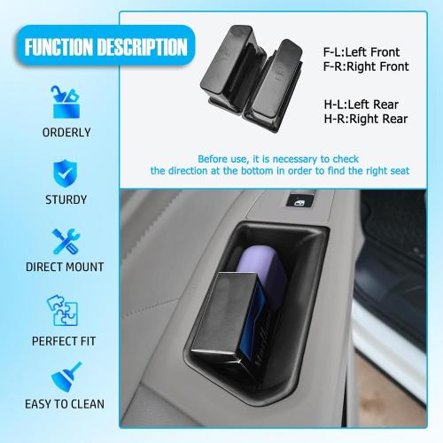 EDBETOS Atlas Door Side Storage Box Handle Container Compatible with 2018-2023 VW Atlas/Atlas Cross Sport Accessories, ABS Inner Door Handle Organizer Phone Pocket Insert Tray Glove Pallet, 4PCS Set