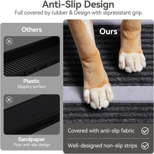 Dog Ramp for Bed, Wooden Dog Ramp for Couch with 4 Adjustable Heights, Anti-Slip Carpet & Wider Walkway, Foldable Pet Ramp for Sofa, Bed, Car, Supports Up to 200 Lbs