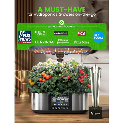 LetPot LPH-Max Hydroponics Growing System Kit, 21 Pods APP & WiFi Automatic Controlled Smart Indoor Garden with 36W LED Grow Light, Auto Drip Irrigation Kits, Self-Managed Nurturing & Watering