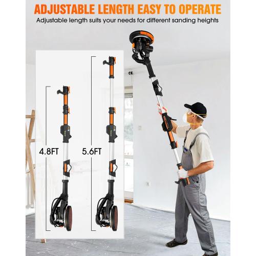 Electric Drywall Sander with Vacuum Dust Collection, Variable Speed, LED Light, Foldable Handle, Sanding Discs & Grids