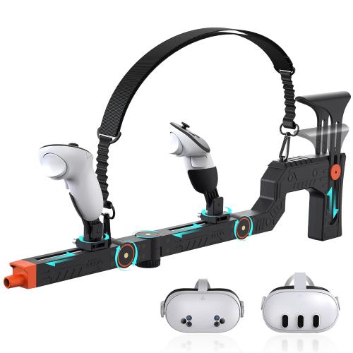 Upgraded VR Gun Stock Compatible with Meta Quest 3/ Quest 3S, Adjustment Gunstock Magnetic Accessories for Oculus Quest 3/3S, Controller Grips with Shoulder Straps for Enhance Control Feel, Realistic FPS Gaming Experience