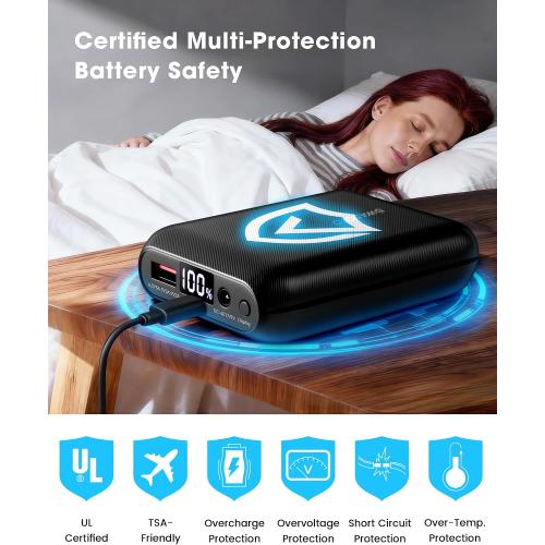 WASOTO Heated Vest Jacket Battery Pack 16000mAh 9V Output with LED Display, Rechargeable Power Bank with DC/Type-C/USB Supports PD3.0/PD2.0
